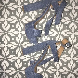Blue denim heels